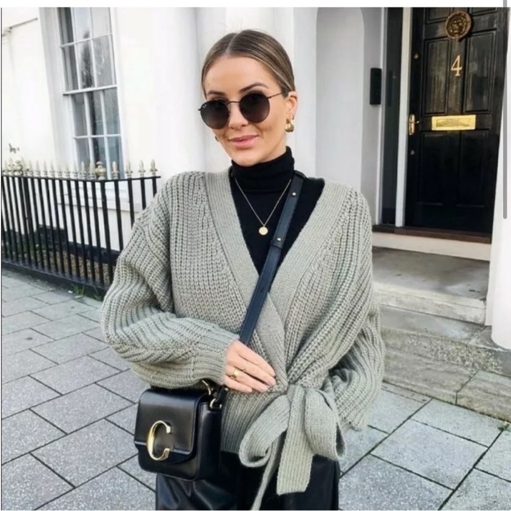 Zara Chunky Wrap Knit Sweater‎